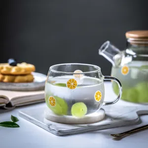 Tazza d'acqua in vetro trasparente con simpatico motivo di frutta, tazza resistente per succhi