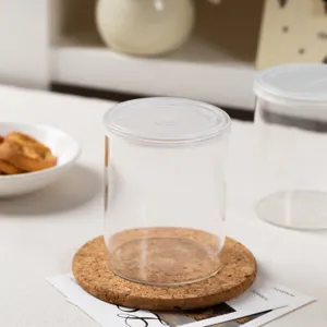 Pot de stockage en verre transparent avec couvercle pot de yaourt bouteille de pouding