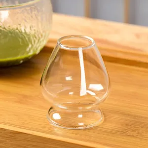 Clear glass matcha whisk holder tea tool accessory for Japanese tea ceremony tabletop display
