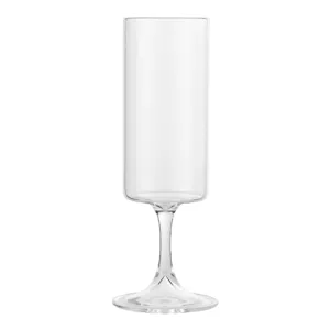 Bicchiere cilindrico trasparente con alto stelo per succo, elegante tazza cocktail.