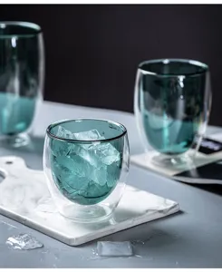 Creative double wall insulated glass cup for coffee tea and water home office use, anti-scalding