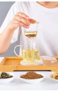 Borosilicate glass tea infuser cup with filter, clear tea cup for office home use 90ch