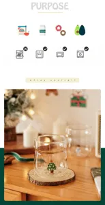 Cute Christmas tree glass cup for coffee and milk, clear high borosilicate design.