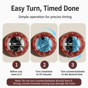 Magnetic mechanical kitchen timer baking countdown clock 60 minutes red practical tool