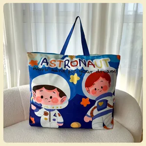 Blauer Cartoon Astronaut Steppdecken Aufbewahrungstasche wasserdicht tragbare Umzugstasche