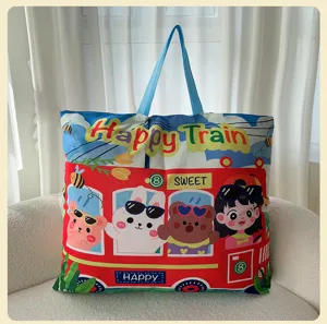 Grosse kapazitat cartoon aufbewahrungstasche fur bettdecken, tragbare reisetasche tasche.