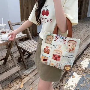 Cute canvas tote bag for women, original design daily commuter handbag and lunch storage.
