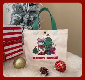 Sac à main en toile de Noël sac cadeau souris dessin animé mignon fourre-tout