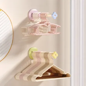 Wall-mounted telescopic clothes hanger storage rack punch-free organizer for home balcony