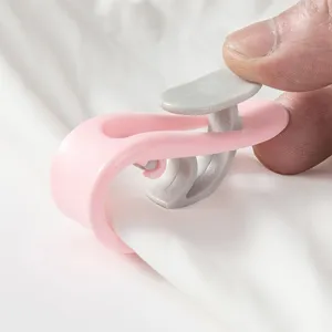 Household needle-free quilt holder anti-slip duvet clip bedsheet fastener pink grey 1pcs