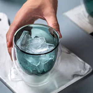 Double Wall Glass Coffee Cup Heat Insulated Clear Water Mug Borosilicate Glass Transparent Drinking Cup For Office