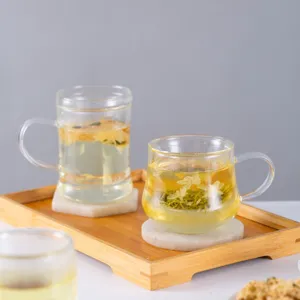 Minimalist High Borosilicate Glass Tea Cup With Tea Water Separation Infuser And Lid Clear Office Tea Cup Set