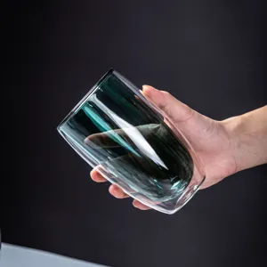 Double walled glass cup insulated tea coffee water cup clear heat resistant tumbler