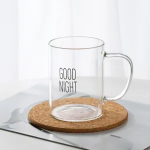 Clear glass coffee mug with handle heat resistant water cup for home daily breakfast use