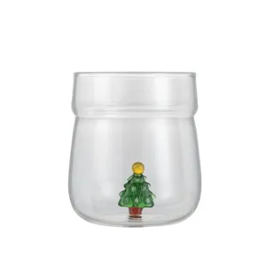 Cute 3D Christmas Tree Glass Cup Borosilicate Transparent Coffee Milk Water Mug Gift