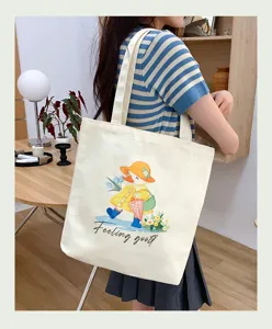 Aesthetic Canvas Tragetasche für Damen, süßer Enten Print lässige Schultertasche gross.