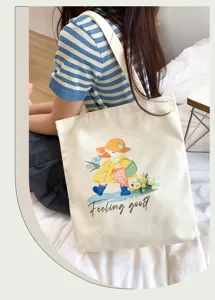 Niedliche Canvas Tasche mit Entenprint, stilvolle Freizeittasche für Damen und Studenten.