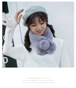 Cozy winter plush scarf and beret set for women, thick warm faux fur neck warmer accessory.