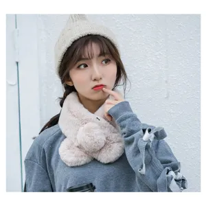 Plush winter scarf for women, soft faux fur warm neck warmer, cute stylish daily wear.