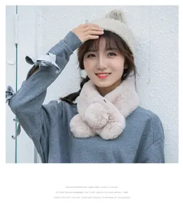 Women plush winter thick warm faux fur collar scarf cute girl soft versatile neck warmer