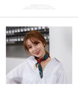 Korean style women autumn spring small square silk scarf vintage printed chiffon neckerchief
