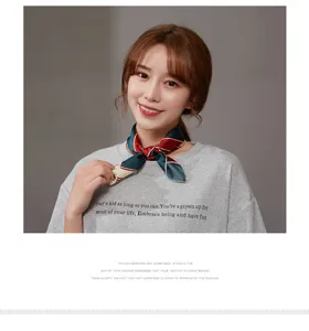 Fashion floral print small square silk scarf for women, versatile neckerchief accessory.