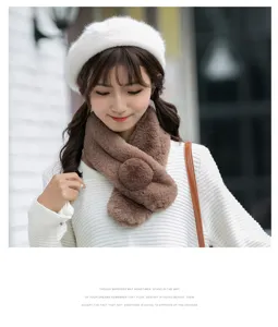 Cozy plush winter scarf for women, soft faux fur warm neck wrap, cute chic daily wear apparel.
