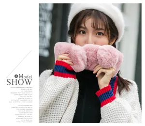 Women winter plush furry thick scarf cute sweet girl neck warmer fashion apparel accessory