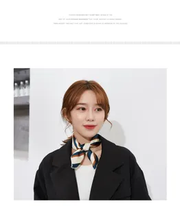 Women fashion square scarf silk neckerchief elegant striped print scarf for spring autumn