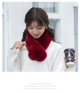 Cozy plush winter scarf for women, thick soft warm faux fur neck warmer, cute stylish daily wear.