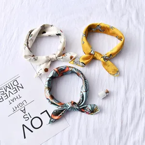 Chic women fashion small silk scarf, elegant printed neckerchief and stylish hair band now.