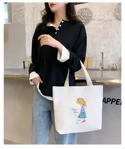 Canvas tote bag for women large capacity shoulder shopping bag casual daily use stylish design.