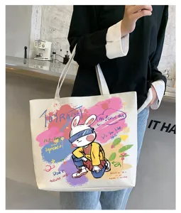 Canvas tote bag for women large capacity shoulder handbag aesthetic casual printed daily bag