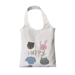 Niedliche Cartoon Tier Canvas Tragetasche für Damen, lässige japanische Umhängetasche.