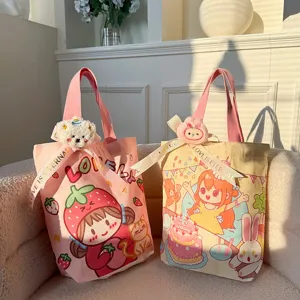 Linda bolsa de lona de dibujos animados para regalo de cumpleaños, bolso casual.
