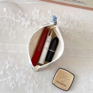 Cute floral printed cotton coin purse minimalist small fabric pouch lipstick storage bag