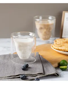 Tazza da caffè teschio in vetro a doppia parete tazza creativa resistente al calore bar