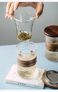 Japanese glass tea infuser cup with lid filter office water cup simple transparent tea mug