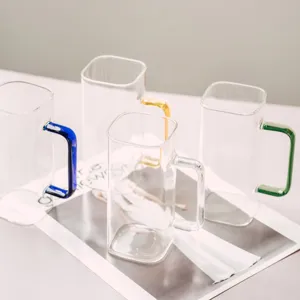 Ins Square Heat Resistant Glass Mug With Handle Creative Breakfast Milk Cup Household Coffee Tea Cup