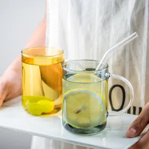 Stile Giapponese Colorato Trasparente Borosilicato Tazza di Vetro Resistente Al Calore Tazza Da Tè Con Manico Grande Capacità Tazza Da Acqua