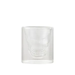 Tazza teschio in vetro a doppia parete trasparente tazza caffe resistente calore novita