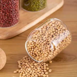 Glass sealed storage jar for coffee beans and grains, large capacity container with cork lid main view