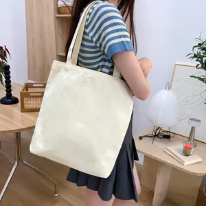 Grote Capaciteit Canvas Draagzak Minimalistische DIY Blanco Schoudertas Voor Vrouwen Duurzame Crèmewit Forenzentas