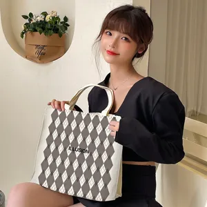 Large capacity canvas tote bag for student school book bag casual shoulder handbag