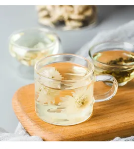 Clear borosilicate glass tea cup with handle, heat resistant double wall cup for tasting.