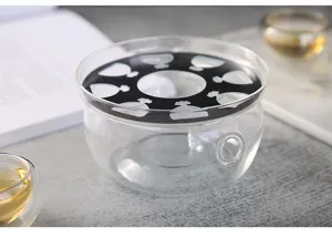 Base de chauffe-thé en verre borosilicaté résistant à la chaleur pour thé parfumé.