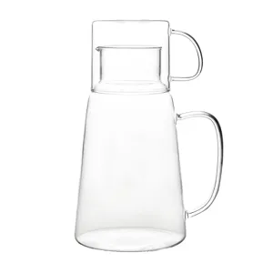 Pichet a eau en verre resistant a la chaleur avec tasse set carafe transparente de chevet