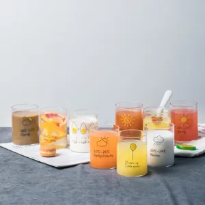 Creative Japanese style glass cup heat-resistant cute water juice milk cup for home use