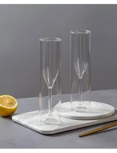 Bicchiere da champagne a doppia parete calice trasparente creativo bar bicchiere vino