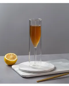 Bicchiere da champagne a doppia parete creativo tazza da cocktail trasparente bar